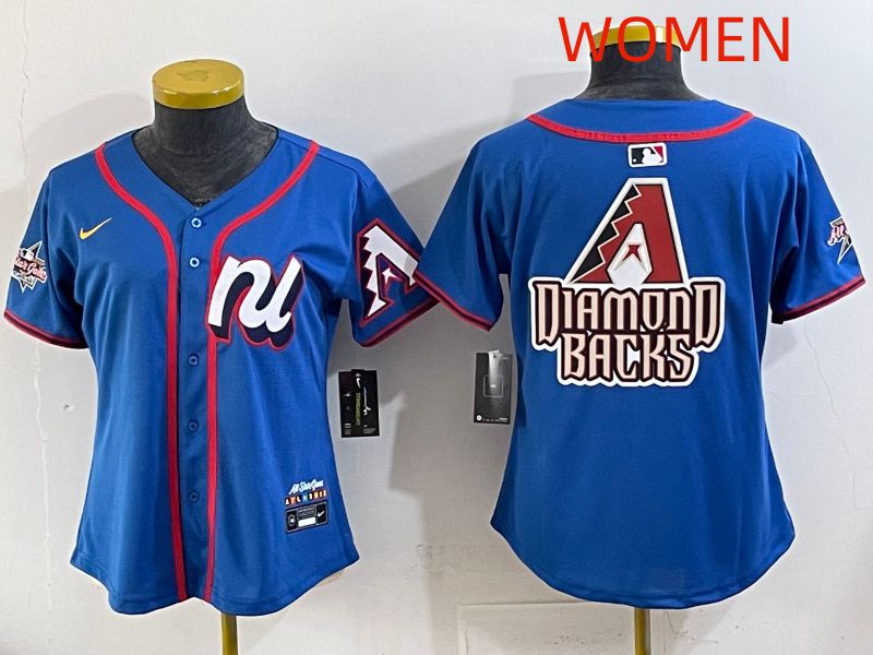 Women 2025 Arizona Diamondback Blank Blue All star Nike MLB Jersey style 03->women mlb jersey->Women Jersey